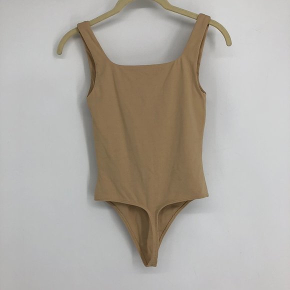 Aritzia Babaton Beige Contour rib square-neck thong bodysuit size XS - Picture 4 of 14